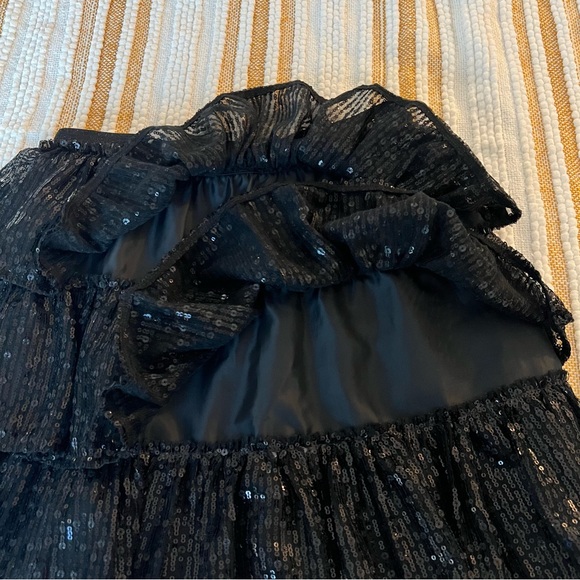 Cat & Jack Black Sequin Tiered Ruffle Skirt Girls L (10/12) | Holiday Party - Picture 8 of 11